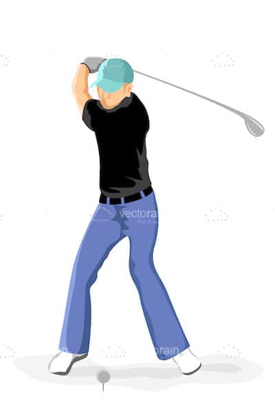 Illustrated Golf Player Swinging